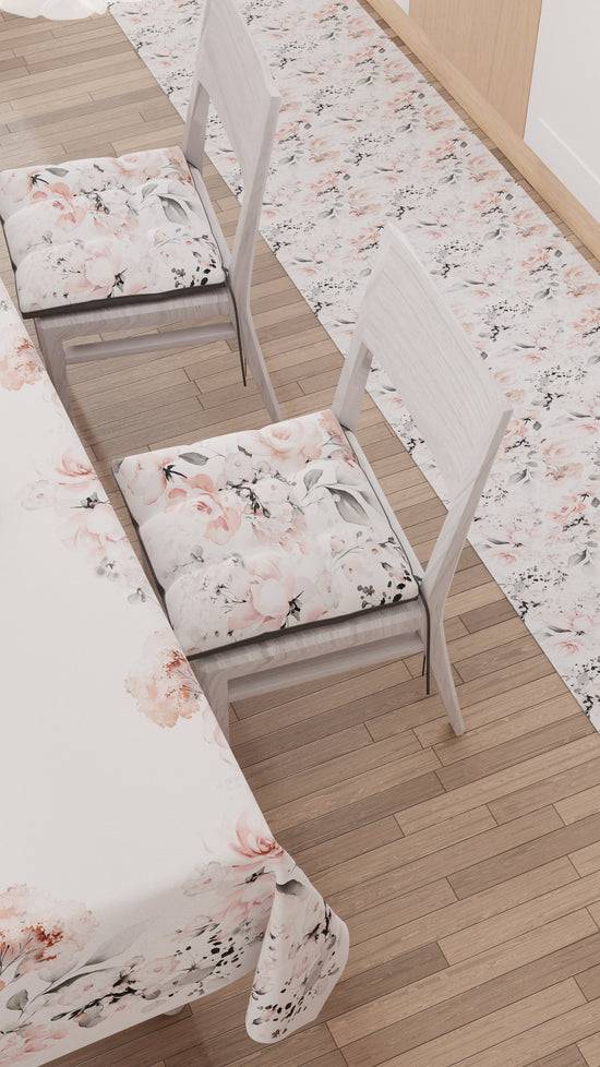 PETTI Tappeto Cucina Antiscivolo Passatoia Cucina Lavabile, Floreale-17 Bianco