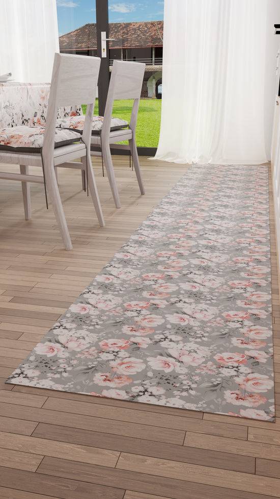 PETTI Tappeto Cucina Antiscivolo Passatoia Cucina Lavabile, Floreale-17 Grigio