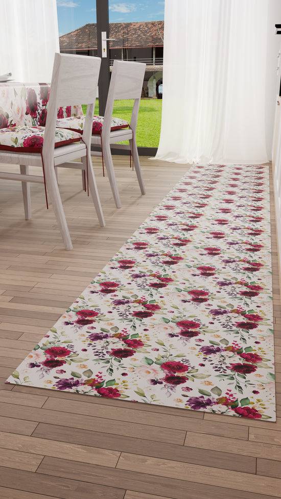 PETTI Tappeto Cucina Antiscivolo Passatoia Cucina Lavabile, Floreale-07 Bianco