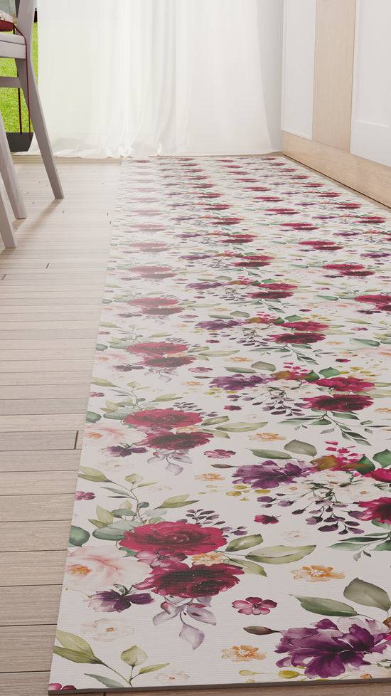 PETTI Tappeto Cucina Antiscivolo Passatoia Cucina Lavabile, Floreale-07 Bianco