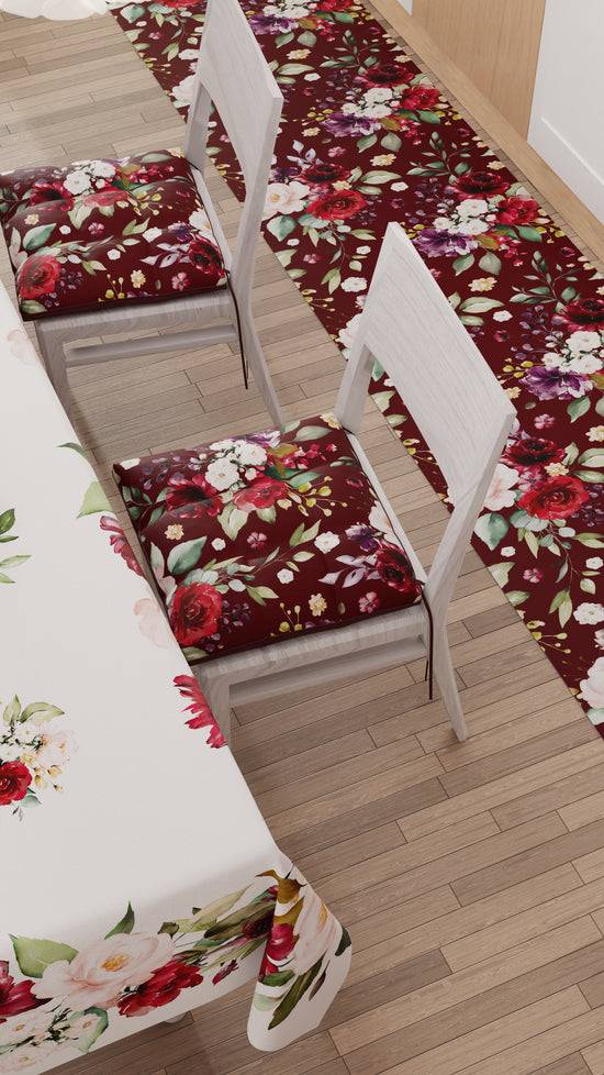 PETTI Tappeto Cucina Antiscivolo Passatoia Cucina Lavabile, Floreale-07-Bordeaux