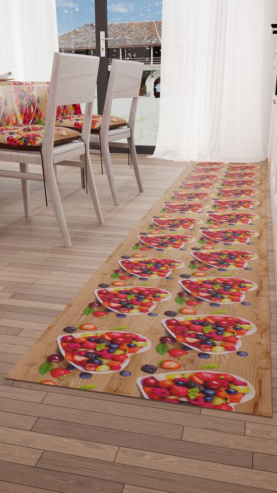 PETTI Tappeto Cucina Antiscivolo Passatoia Cucina Lavabile, Fragole