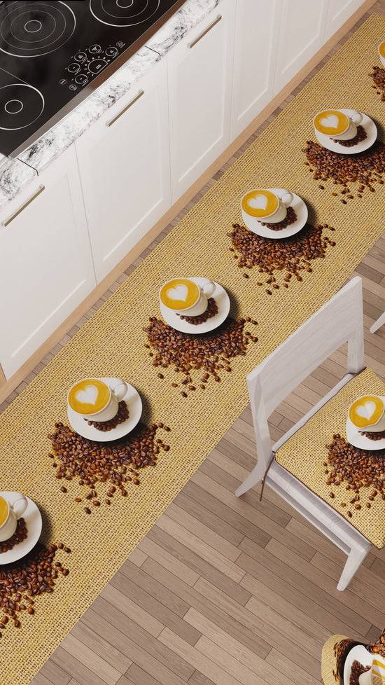 PETTI Tappeto Cucina Antiscivolo Passatoia Cucina lavabile, Caffè Beige