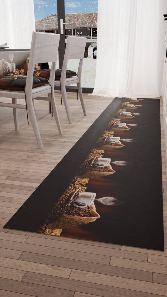 PETTI Tappeto Cucina Antiscivolo Passatoia Cucina Lavabile, Caffè Nero