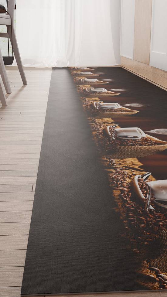 PETTI Tappeto Cucina Antiscivolo Passatoia Cucina Lavabile, Caffè Nero