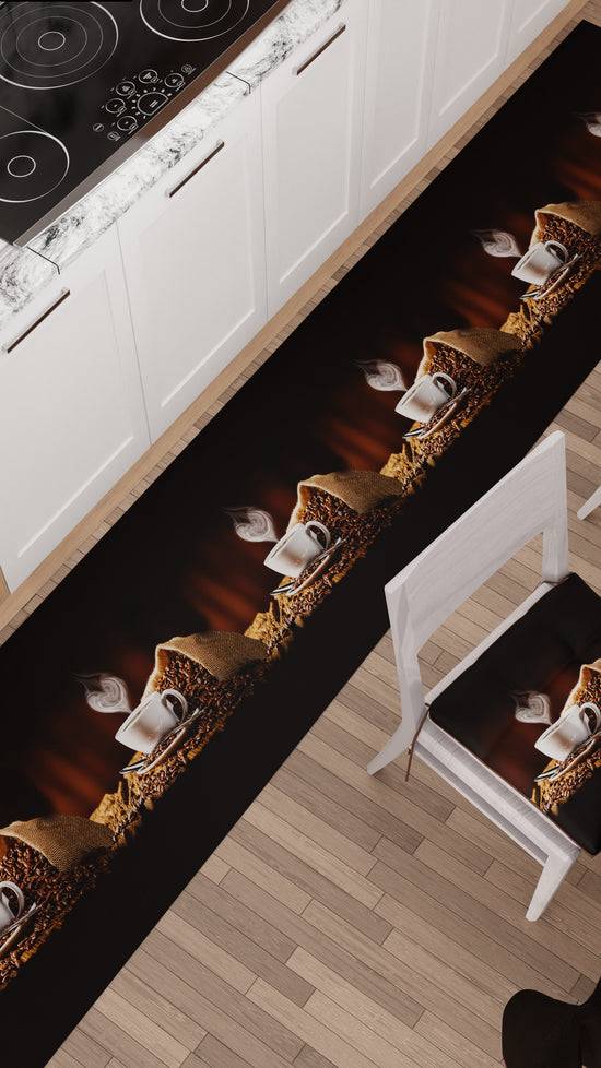 PETTI Tappeto Cucina Antiscivolo Passatoia Cucina lavabile, Caffè Nero