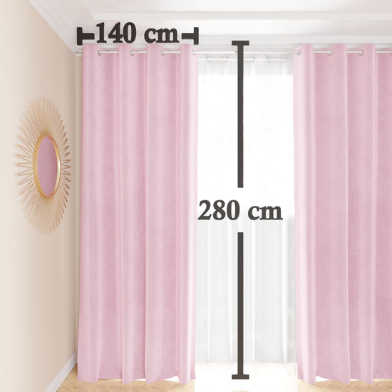 PETTI Tenda A Pannello In Velluto Per Interni Con Anelli, 140x280 Cm, Rosa