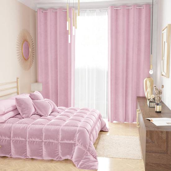 PETTI Tenda A Pannello In Velluto Per Interni Con Anelli, 140x280 Cm, Rosa