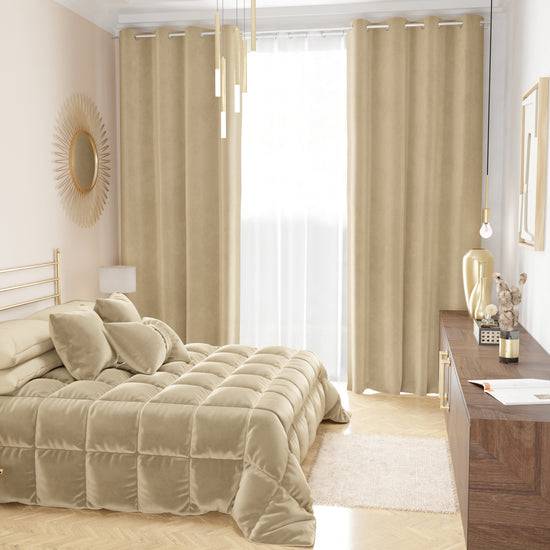 PETTI Tenda A Pannello In Velluto Per Interni Con Anelli, 140x280 Cm, Panna