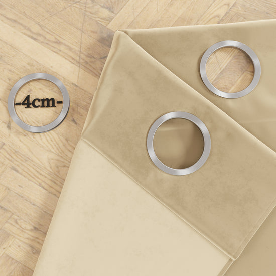 PETTI Tenda A Pannello In Velluto Per Interni Con Anelli E Pizzo Rebrodè, 140x280 Cm, Panna By Sissy