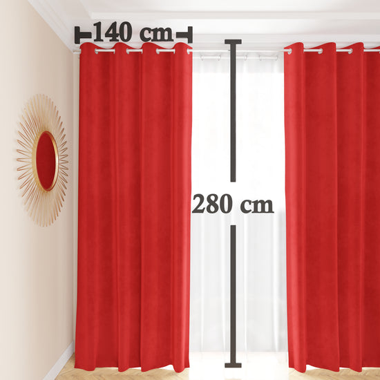 PETTI Tenda A Pannello In Velluto Per Interni Con Anelli, 140x280 Cm, Rosso