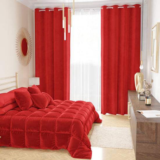 PETTI Tenda A Pannello In Velluto Per Interni Con Anelli, 140x280 Cm, Rosso