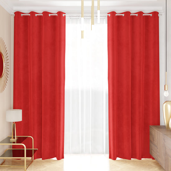 PETTI Tenda a Pannello in Velluto per Interni con Anelli, 140x280 cm, Rosso