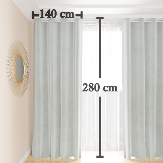 PETTI Tenda A Pannello In Velluto Per Interni Con Anelli, 140x280 Cm, Grigio Chiaro