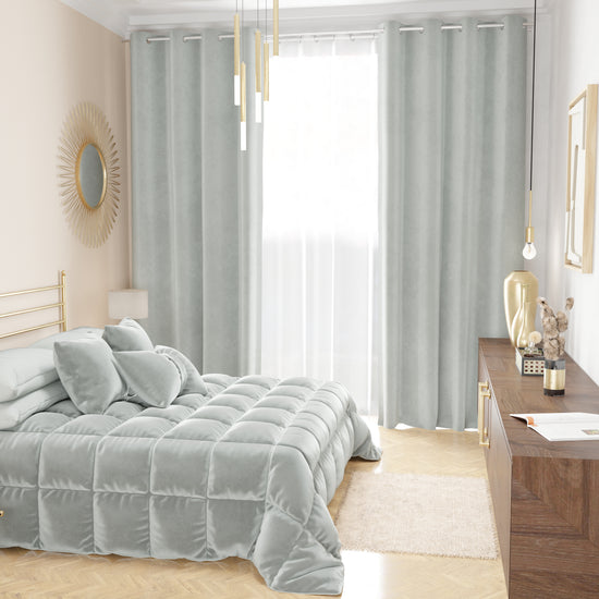 PETTI Tenda A Pannello In Velluto Per Interni Con Anelli, 140x280 Cm, Grigio Chiaro