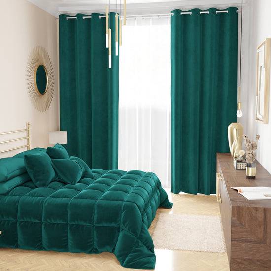 PETTI Tenda A Pannello In Velluto Per Interni Con Anelli, 140x280 Cm, Ottanio