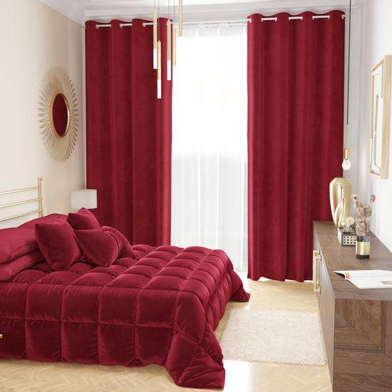 PETTI Tenda A Pannello In Velluto Per Interni Con Anelli, 140x280 Cm, Bordeaux