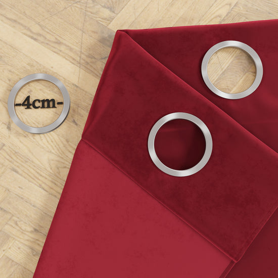 PETTI Tenda A Pannello In Velluto Per Interni Con Anelli E Pizzo Rebrodè, 140x280 Cm, Bordeaux By Sissy