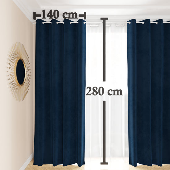 PETTI Tenda A Pannello In Velluto Per Interni Con Anelli, 140x280 Cm, Blu