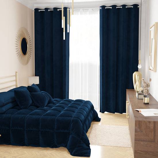 PETTI Tenda A Pannello In Velluto Per Interni Con Anelli, 140x280 Cm, Blu