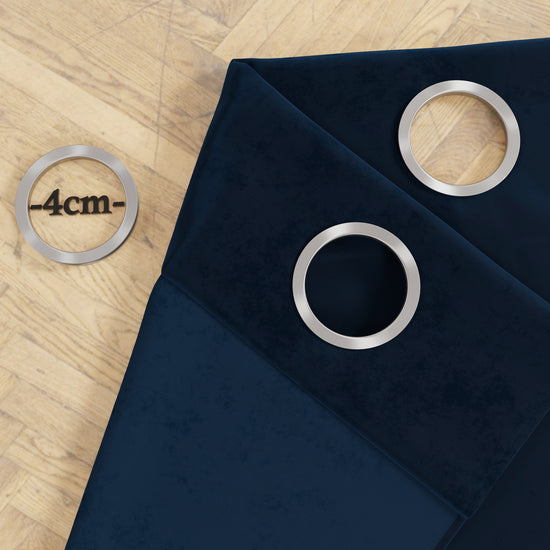 PETTI Tenda A Pannello In Velluto Per Interni Con Anelli E Pizzo Rebrodè, 140x280 Cm, Blu By Sissy