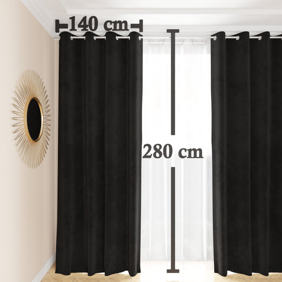 PETTI Tenda A Pannello In Velluto Per Interni Con Anelli, 140x280 Cm, Nero