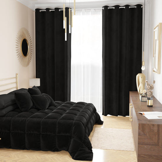 PETTI Tenda A Pannello In Velluto Per Interni Con Anelli, 140x280 Cm, Nero