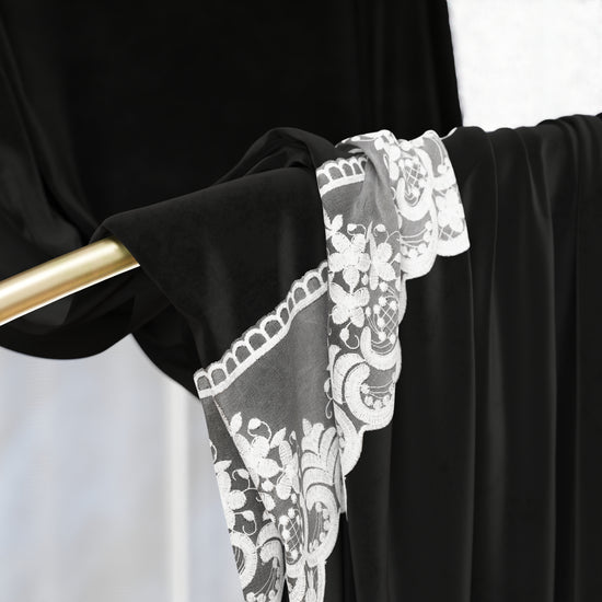 PETTI Tenda A Pannello In Velluto Per Interni Con Anelli E Pizzo Rebrodè, 140x280 Cm, Nero By Sissy