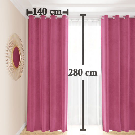 PETTI Tenda A Pannello In Velluto Per Interni Con Anelli, 140x280 Cm, Fucsia