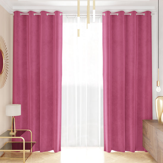PETTI Tenda a Pannello in Velluto per Interni con Anelli, 140x280 cm, Fucsia