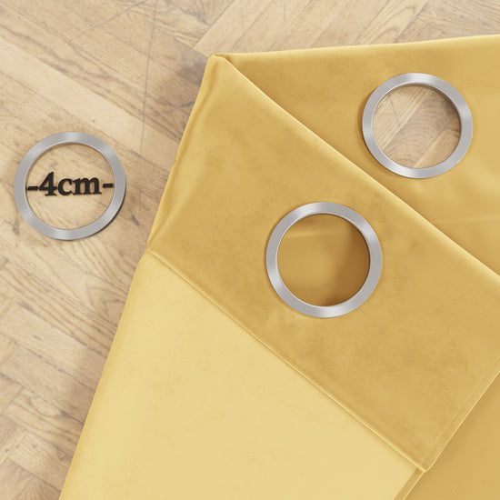 PETTI Tenda A Pannello In Velluto Per Interni Con Anelli E Pizzo Rebrodè, 140x280 Cm, Oro By Sissy