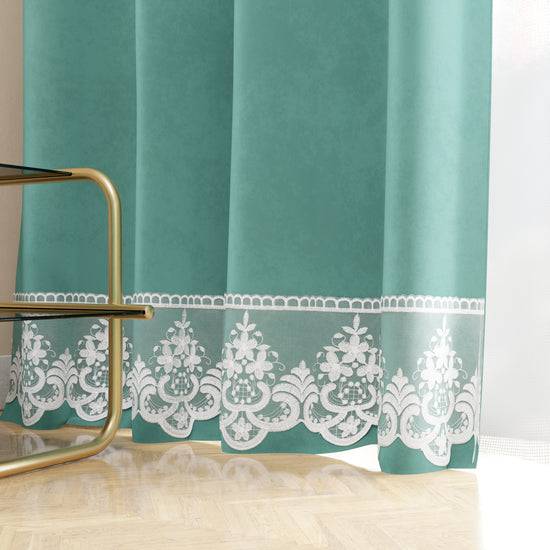 PETTI Tenda A Pannello In Velluto Per Interni Con Anelli E Pizzo Rebrodè, 140x280 Cm, Tiffany By Sissy