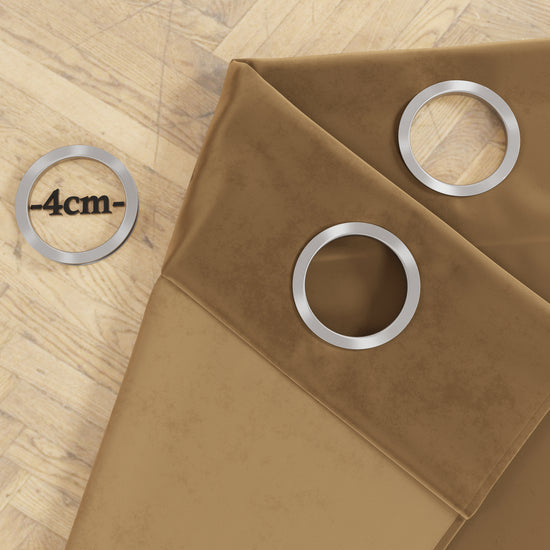 PETTI Tenda A Pannello In Velluto Per Interni Con Anelli E Pizzo Rebrodè, 140x280 Cm, Tortora By Sissy