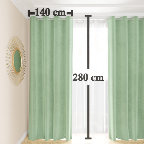 PETTI Tenda A Pannello In Velluto Per Interni Con Anelli, 140x280 Cm, Salvia