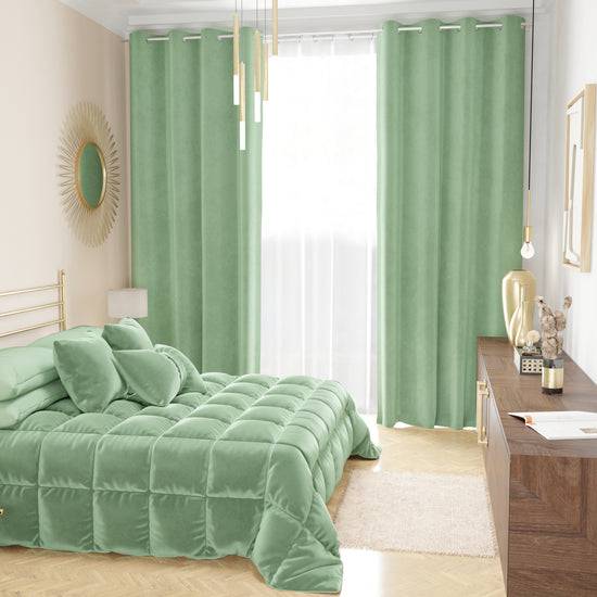 PETTI Tenda A Pannello In Velluto Per Interni Con Anelli, 140x280 Cm, Salvia