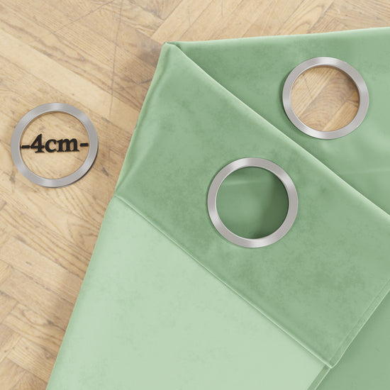 PETTI Tenda A Pannello In Velluto Per Interni Con Anelli E Pizzo Rebrodè, 140x280 Cm, Salvia By Sissy