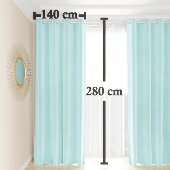 PETTI Tenda A Pannello In Velluto Per Interni Con Anelli, 140x280 Cm, Celeste