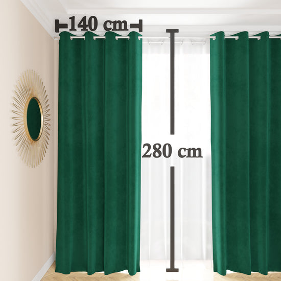 PETTI Tenda A Pannello In Velluto Per Interni Con Anelli, 140x280 Cm, Smeraldo