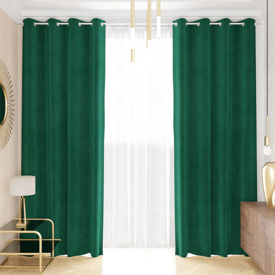 PETTI Tenda a Pannello in Velluto per Interni con Anelli, 140x280 cm, Smeraldo
