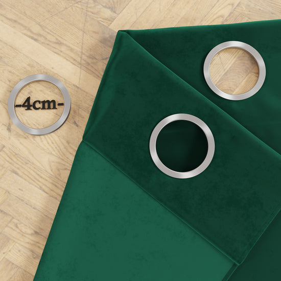 PETTI Tenda A Pannello In Velluto Per Interni Con Anelli E Pizzo Rebrodè, 140x280 Cm, Smeraldo By Sissy