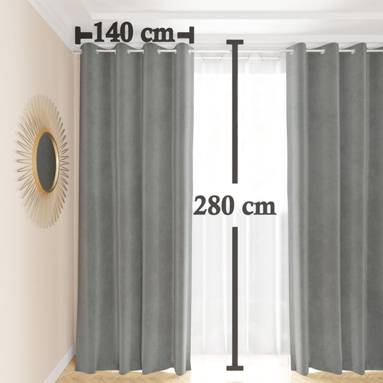 PETTI Tenda A Pannello In Velluto Per Interni Con Anelli, 140x280 Cm, Grigio Scuro