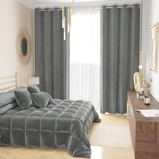 PETTI Tenda A Pannello In Velluto Per Interni Con Anelli, 140x280 Cm, Grigio Scuro