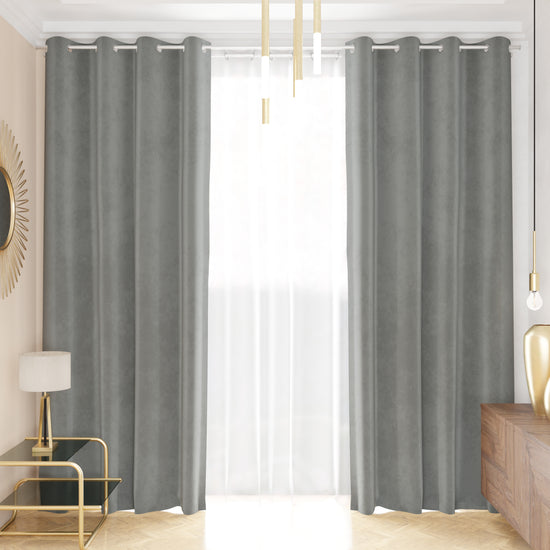 PETTI Tenda a Pannello in Velluto per Interni con Anelli, 140x280 cm, Grigio Scuro