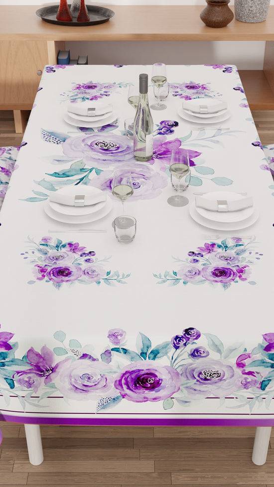 PETTI Tovaglia Da Tavola Antimacchia, Copritavolo Da Cucina, Floreale Viola