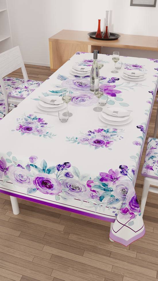 PETTI Tovaglia Da Tavola Antimacchia, Copritavolo Da Cucina, Floreale Viola