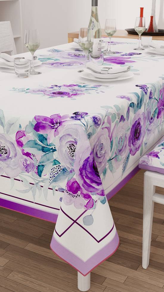 PETTI Tovaglia Da Tavola Antimacchia, Copritavolo Da Cucina, Floreale Viola