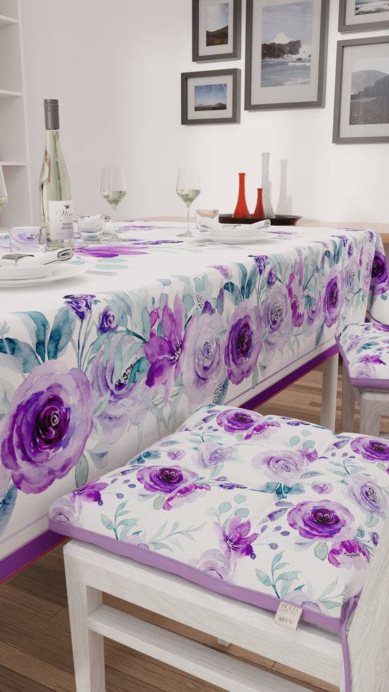 PETTI Tovaglia da tavola Antimacchia, Copritavolo da Cucina, Floreale Viola