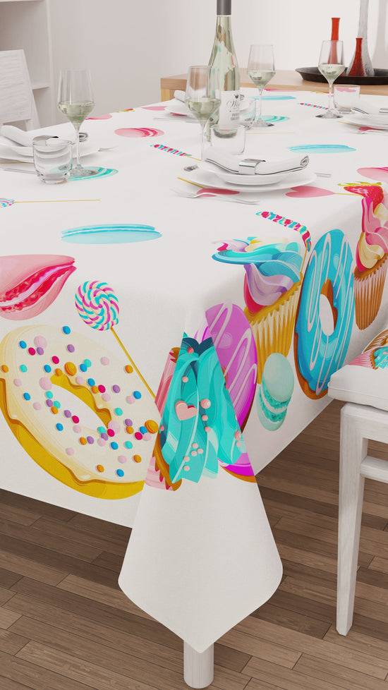 PETTI Tovaglia Da Tavola Antimacchia, Copritavolo Da Cucina, Donuts