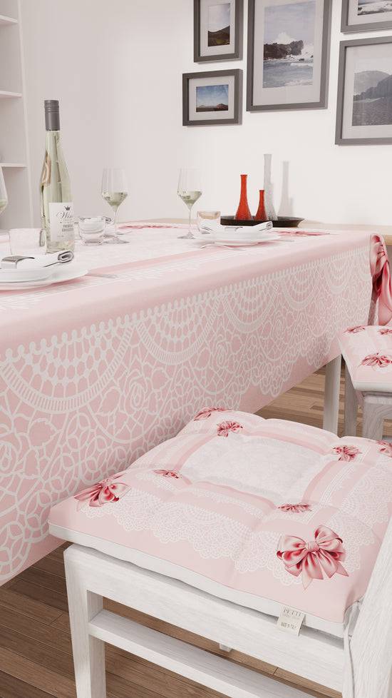 PETTI Tovaglia Da Tavola Antimacchia, Copritavolo Da Cucina, Fiocco Rosa