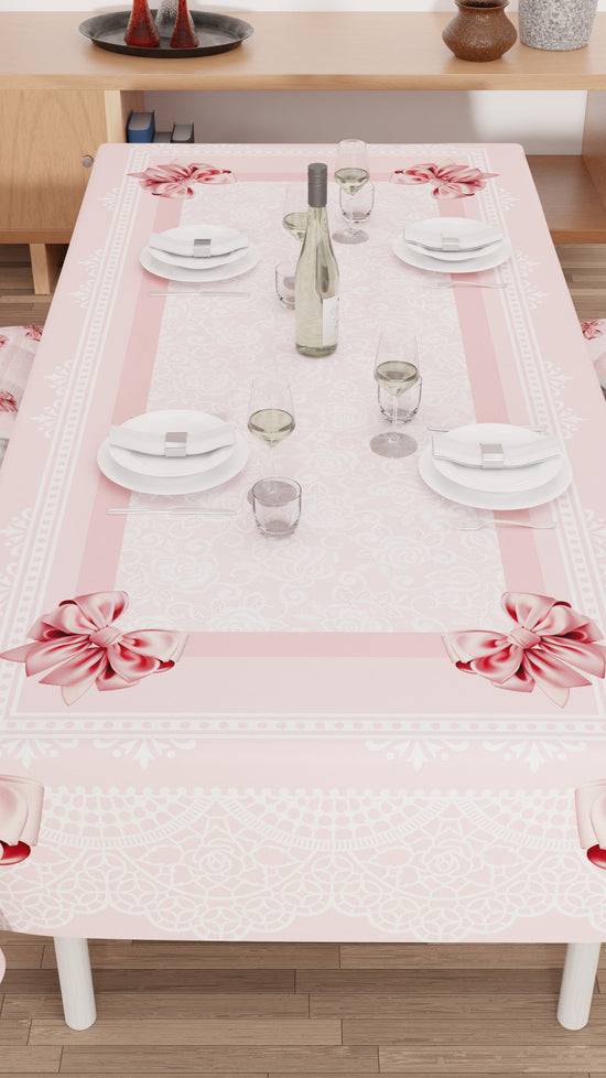 PETTI Tovaglia Da Tavola Antimacchia, Copritavolo Da Cucina, Fiocco Rosa